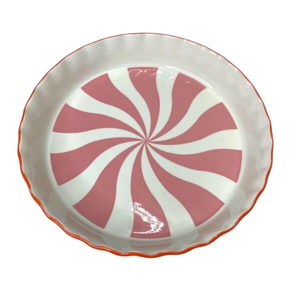 Potter's Studio Peppermint Swirl Christmas Pie Dish Baking Serving Plate Holiday - Picture 2 of 6
